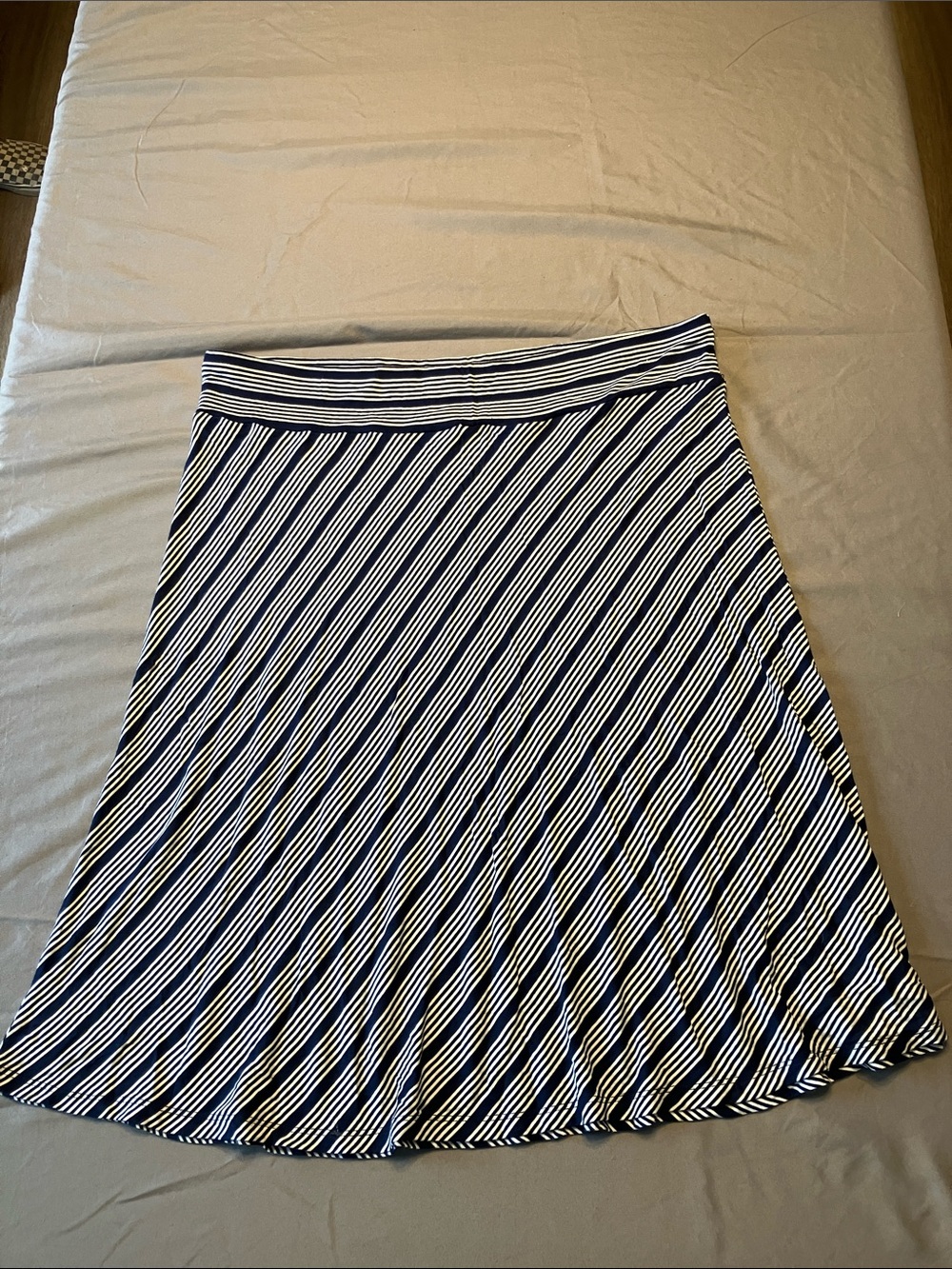 Striped Navy and White A-Line Skirt